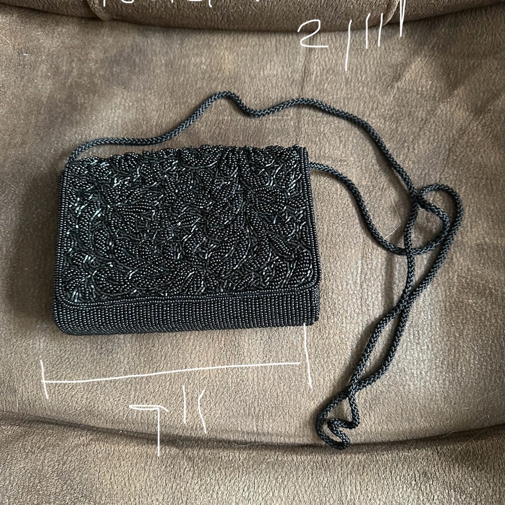 Elegant Black Beaded Women's Bag